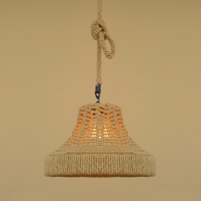 Industrial Hanging Pendant Light with Rope Shade in Vintage Style for Indoor Lighting