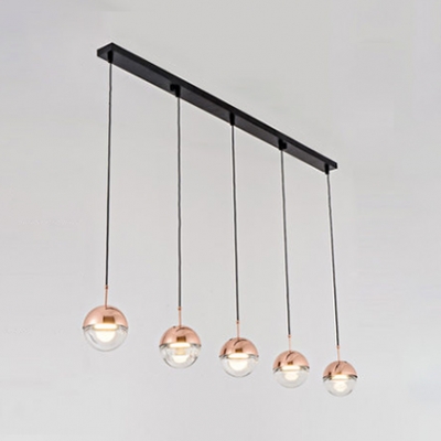 Post Modern Linear Hanging Light Clear Glass 4 Light/5 Light LED Drop Light for Bedroom