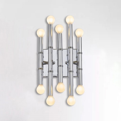 Silver Bamboo Shape Wall Sconce Stylish Designers Style Metal Multi Light LED Wall Lamp