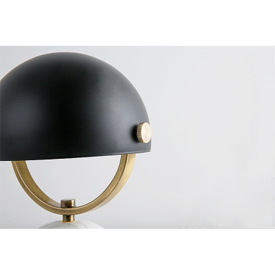 Small Half Globe Desk Lamp Concise Minimalist Metal Night Light in Black with Marble Base