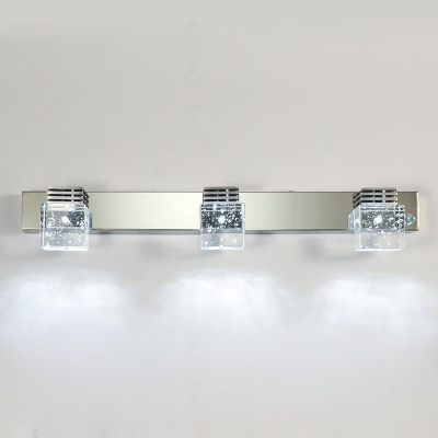 1/2/3/4 Lights Square Makeup Light Contemporary Stainless LED Vanity Light in Warm/White