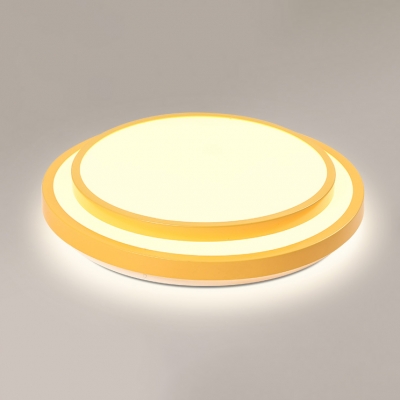 2 Tiers Round LED Ceiling Lamp Colorful Macaron Metallic Flush Light Fixture for Study Room Kids