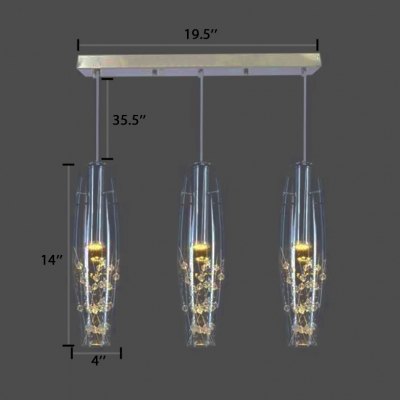 3 Lights Cocoon Pendant Light Modern Fashion Crystal Decorative Drop Ceiling Lighting