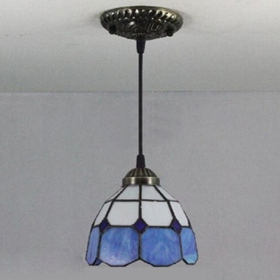 5.5 Inch Width Tiffany Style Polygon Shape Shade Mini Pendant Light