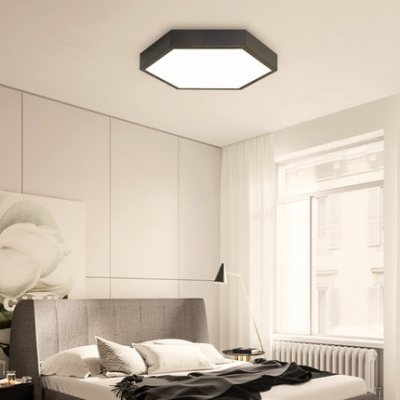 Black/White Hexagon Flush Mount Light Modern Design Metal LED Ceiling Lamp for Living Room