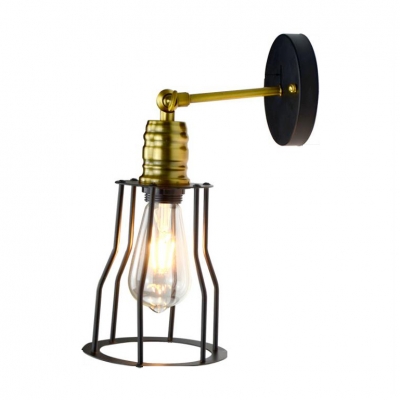 Brass Finish Metal Frame Wall Sconce Retro Style 1 Bulb Small Wall Light Fixture for Foyer