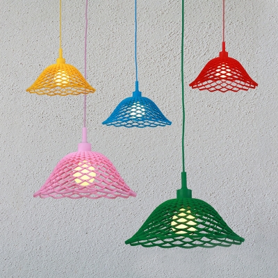 Colorful Modern Flared Drop Light Silicon Gel Single Head Suspended Light for Children Room