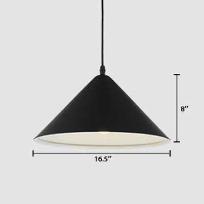 Conical Shade Suspended Light Contemporary Metallic Single Head Pendant Lamp in Black