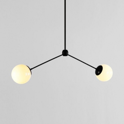 Cream Glass Globe Chandelier Lamp Post Modern Simplicity 2 Light Accent Hanging Light
