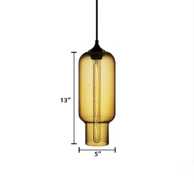 Glass Geometric Suspended Lamp Modernism 1/2 Light Lighting Fixture in Amber/Brown