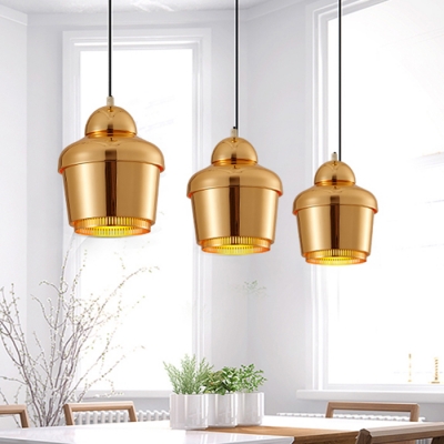 Golden Bell Shape Lighting Fixture Post Modern Iron 1 Head Suspended Lamp for Foyer