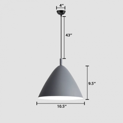 Gray Tapered Hanging Lamp with Cone Shade Aluminum Single Head LED Pendant Light for Coffee Shop