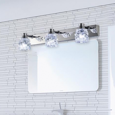 Multi Light Crystal Wall Light Modern Fashion Stainless LED Makeup Lighting Fixture in Chrome for Mirror