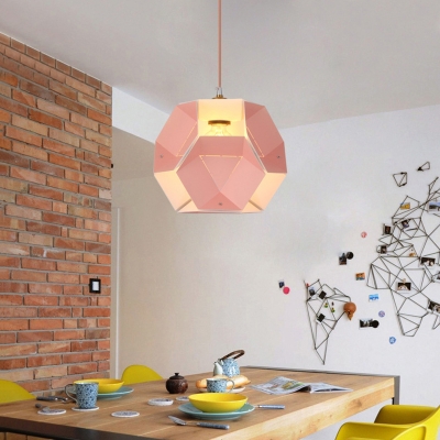 Nordic Colorful Polygon Hanging Light Steel 1 Bulb Suspended Lamp for Children Room