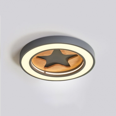 Round Shade LED Ceiling Lamp with Star Design Macaron Hallway Kids Room Acrylic Flush Light