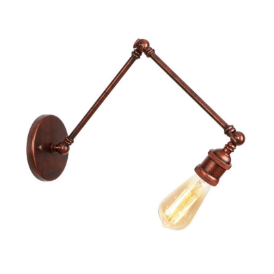 Rust Finish Bare Bulb Wall Lighting Industrial Loft Style Metal 1 Light Wall Sconce with Swing Arm