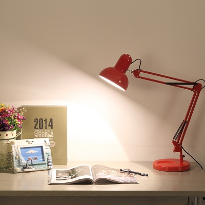 Scarlet Red Semicircle Desk Lamp Concise Simple Adjustable Metal Single Light Desk Light
