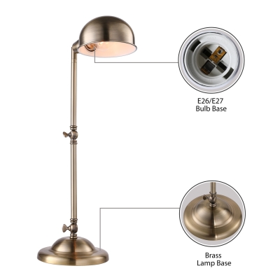 Simple 1 Light Industrial Adjustable LED Desk Lamp in Antique Brass Finish