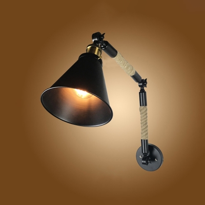 Single Head Coolie Wall Lighting Industrial Adjustable Rope Wall Light Fixture in Brass Finish
