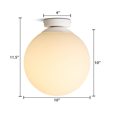 Sphere Flush Light Fixtures Concise Simple Frosted Glass 1 Head Ceiling Light in White