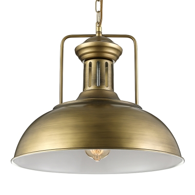 1 Light LED Pendant with Antique Brass/Gold Metal Shade