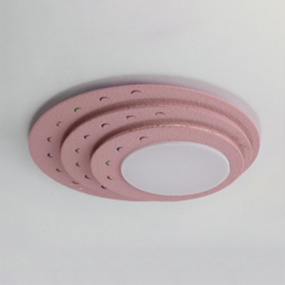 3 Tiers Oval Shape LED Ceiling Light Nordic Style Pink Wooden Lighting Fixture for Girls Bedroom