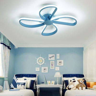Blue/Pink Windmill Style Flushmount Modern Chic Metallic LED Flush Light Fixture for Nursing Room