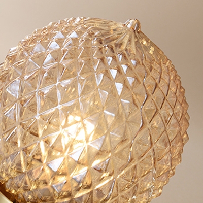 Brass Finish Ball Flush Mount Lighting Contemporary Prismatic Glass 1 Bulb Flush Light Fixtures