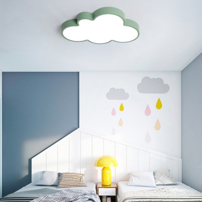 Children Bedroom Cloud Flush Light Modern Acrylic LED Flush Ceiling Light in Blue/Green/Pink/Yellow