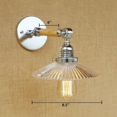 Chrome Finish Scalloped Wall Lamp Modernism Clear Glass 1 Head Wall Mount Light for Foyer