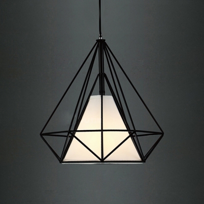 Diamond Cage LED Pendant Light in Black
