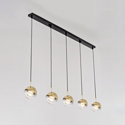 Eclipse Hanging Light Designers Style Clear Glass LED Cluster Pendant Light in Gold