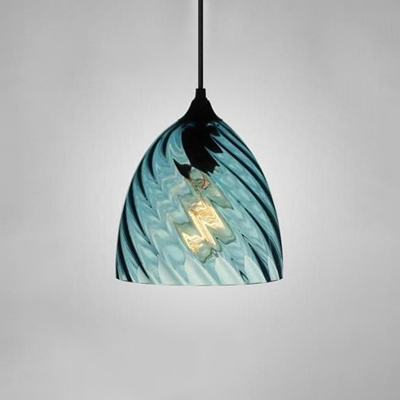 Geometric Pendant Light Modern Fashion Blue Glass Single Light Art Deco Hanging Light