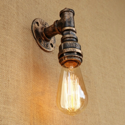 Industrial Bare Bulb Wall Mount Fixture Iron Single Light Mini Sconce Light in Antique Bronze