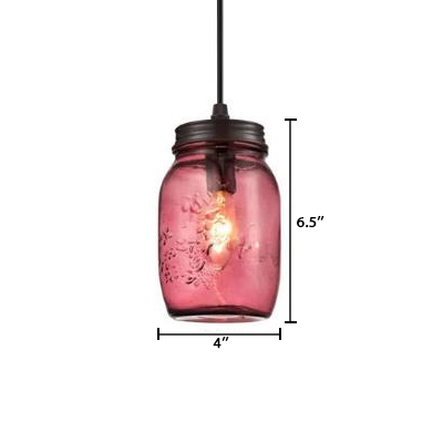 Industrial Hanging Pendant Light in Multicolor, Mason Jar