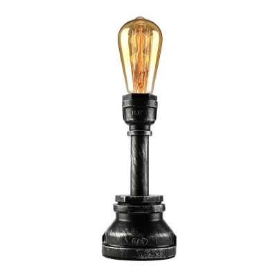 Industrial Single Light Retro Rust Finished Pipe Table Lamp for Bar