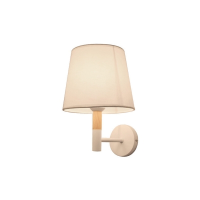 Minimalist Tapered Lighting Fixture with White Fabric Shade Single Head Wall Light Sconce