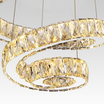 Modern Fashion Spiral Suspension Light Crystal LED Chandelier Lamp in Third Gear Light (Warm/White/Natural Light)