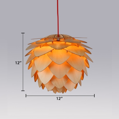Natural Designer Pinecone Suspension Light Woody Pendant Light for Bedroom Balcony