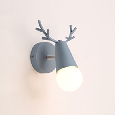 Rotatable Antler Wall Mount Light Colorful Simple Boys Girls Room Metal 1 Light Sconce Lighting