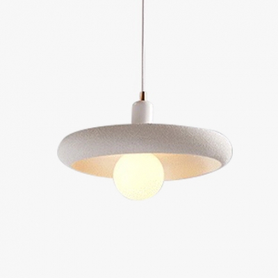 Round Shade 1 Head Suspended Light Black/Gray/White Metallic Pendant Lamp for Dining Room