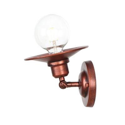 Rust Finish Flared Sconce Light Retro Style Iron Single Light Small Wall Mount Fixture for Restaurant