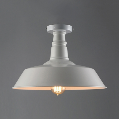 Single Barn Shade Semi Flush Ceiling Light Retro Style 14 Wide Metal