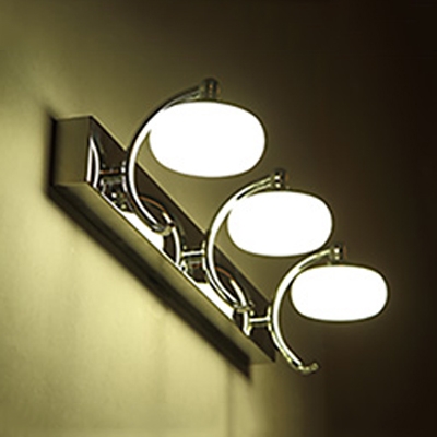Stainless Curved Arm Makeup Light Contemporary Wall Mount Fixture for Mirror Bathroom