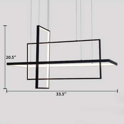 Super Thin Rectangular Pendant Lamp Modern Metal Multi Light Pendant for Restaurant