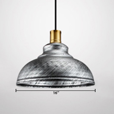 Vintage Industrial Style Antique Silver Downrod Hanging Lamp with Polished Gold Lamp Socket