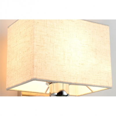 1 Head Armed Wall Sconce with Rectangle Fabric Shade Minimalist Wall Mount Light in Chrome