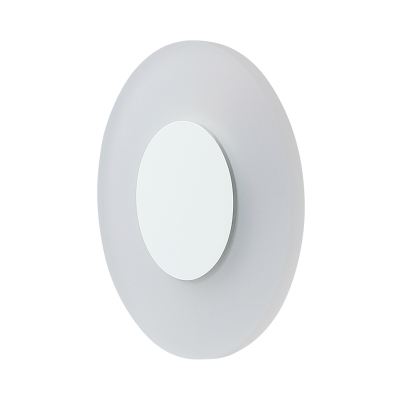 Acrylic Disc Shape Wall Lamp Simplicity 1 Head Wall Mount Light in White for Bedroom