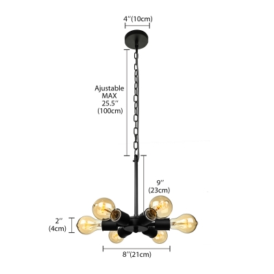 Burst Bulb Style LOFT LED Ceiling Pendant with 6 Lights