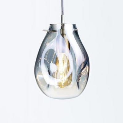 Chrome Hanging Lamp Contemporary Glass Single Light Pendant Lamp for Restaurant